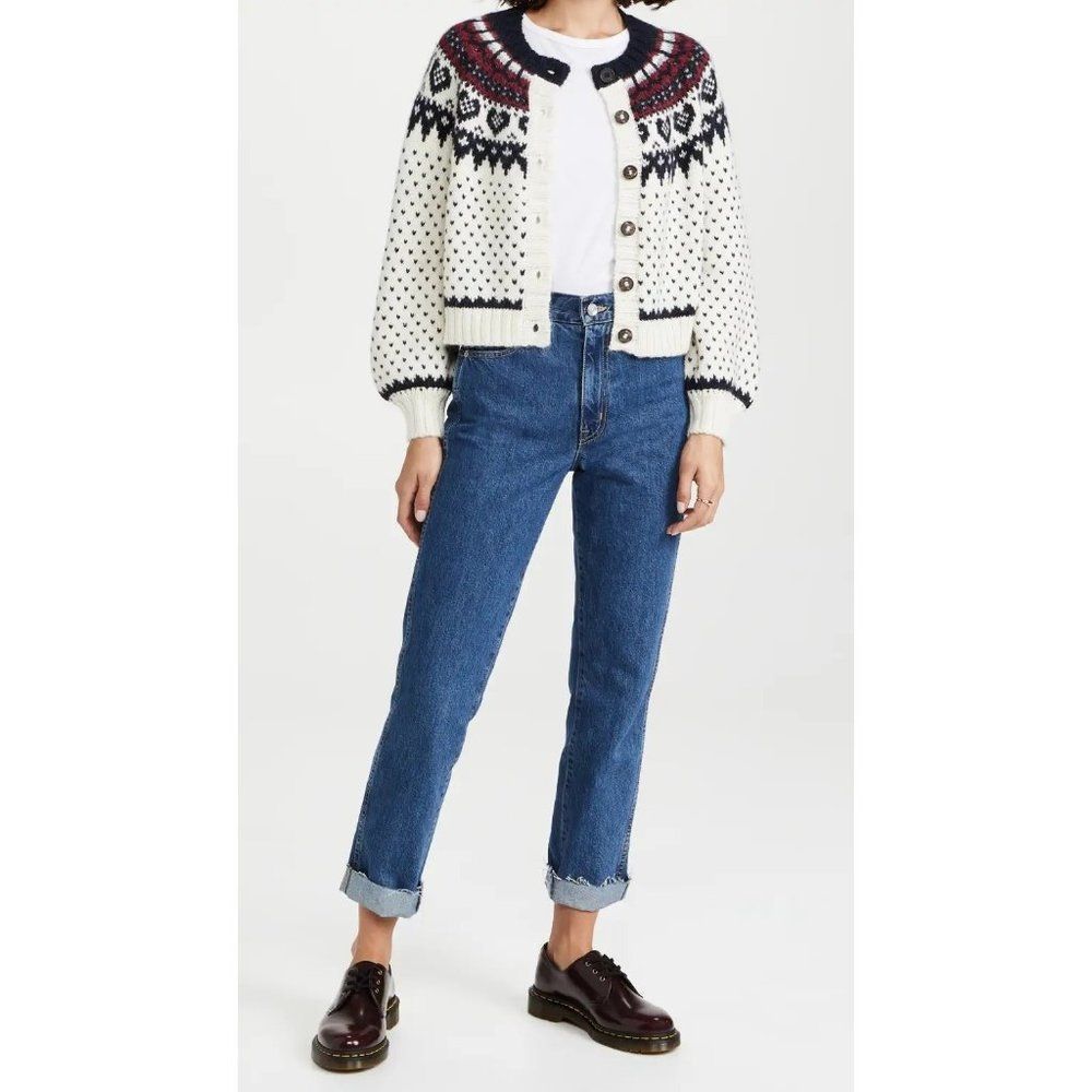THE GREAT. Cream and Black Patterned Cardigan - Picture 4 of 14
